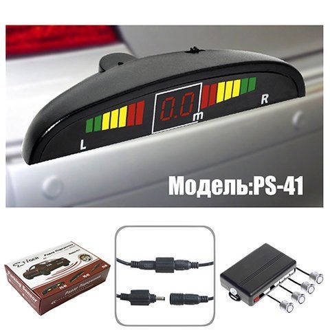 Парктронік TIGER PS-41, LED, 4 датчики D=18мм, конектор, сiрий PS-41 фото