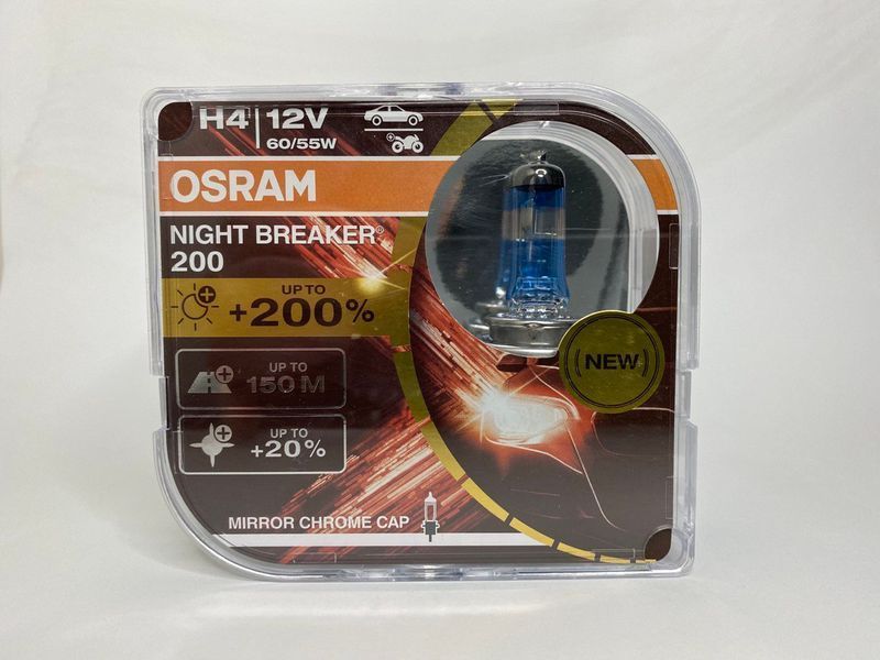 Лампи галогенні H4 +200% 60/55W 12V Osram Night Breaker LASER 200 H4 +200% фото