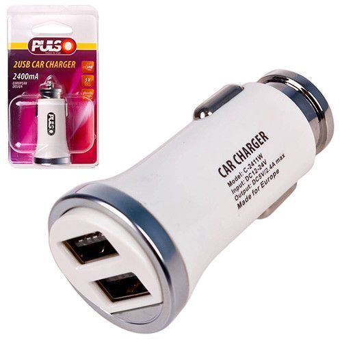 Автомобільний зарядний пристрій 2USB 12-24V 2,4A PULSO C-2411W C-2411W фото