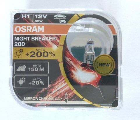 Лампи галогенні H1+200% 12V 55W Osram Night Breaker Laser 200 H1+200% фото