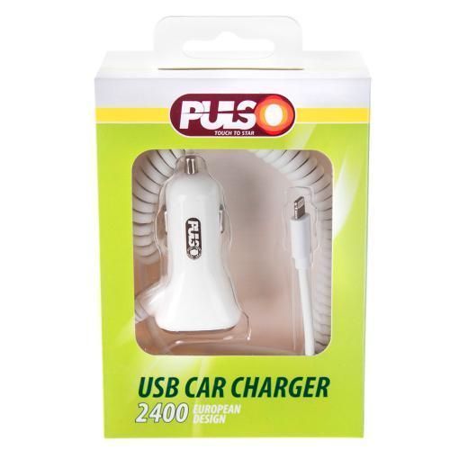 Автомобільний зарядний пристрій 1USB+iphone 12-24V 2,4A PULSO C-2407W C-2407W фото