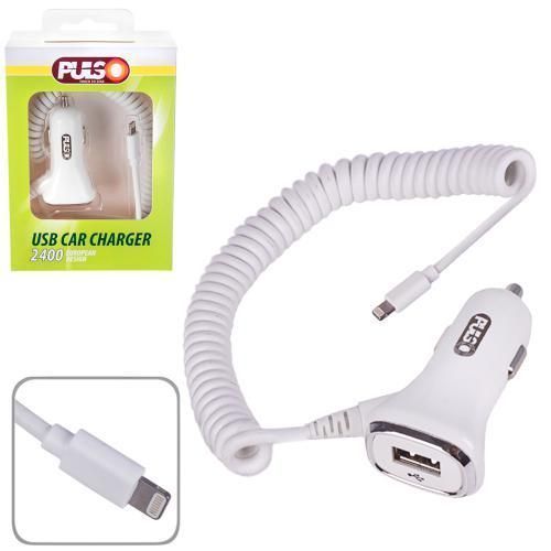 Автомобільний зарядний пристрій 1USB+iphone 12-24V 2,4A PULSO C-2407W C-2407W фото