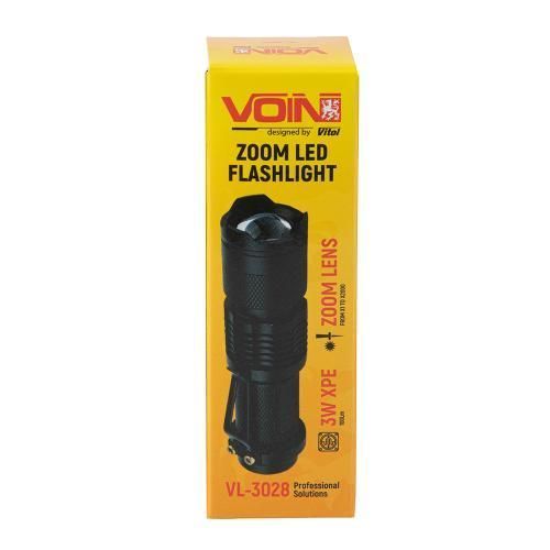 Ліхтарик ручний VOIN VL-3028 LED XPE 100Lm, зум, алюміній VL-3028 фото