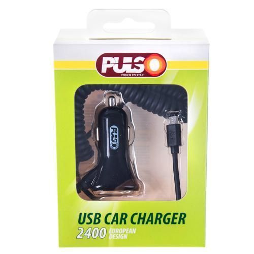 Автомобільний зарядний пристрій 1USB+Android 12-24V 2,4A PULSO C-2407BK C-2407BK фото