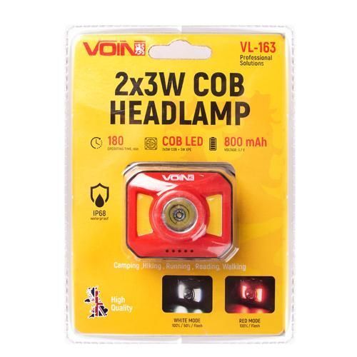 Ліхтар налобний VOIN VL-163, 2 x 3W-COB АКБ 800mAh, регулювання нахилу VL-163 фото