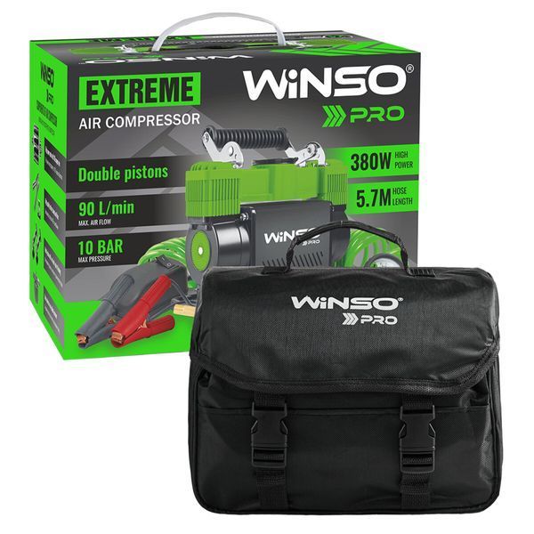 Компресор автомобільний 12В, 10 Атм, 90 л/хв Winso 137000 Pro Extreme із зажимами АКБ 137000 фото