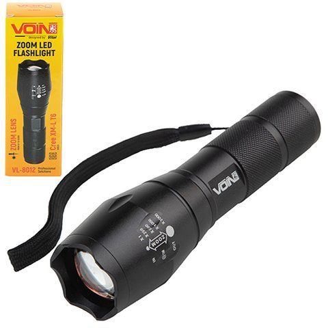 Ліхтарик ручний VOIN VL-8012 LED T6 300Lm, зум, алюміній VL-8012 фото