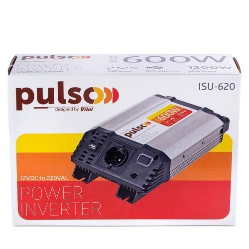 Перетворювач напруги 12V-220V 600W USB-5VDC2.0A PULSO ISU-620 синусоїдна хвиля ISU-620 фото