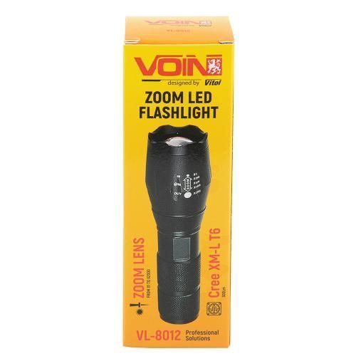 Ліхтарик ручний VOIN VL-8012 LED T6 300Lm, зум, алюміній VL-8012 фото