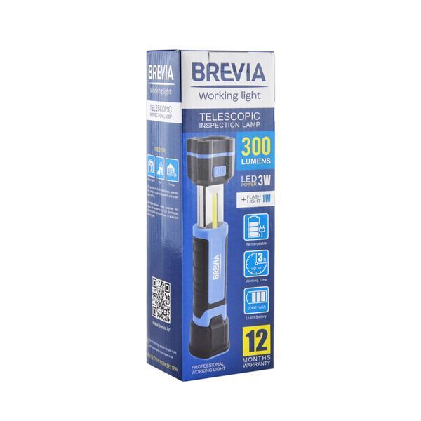 Телескопічна інспекційна лампа Brevia 11340 LED 3 W COB+1W LED 300 lm 2000 mAh, microUSB 11340 фото