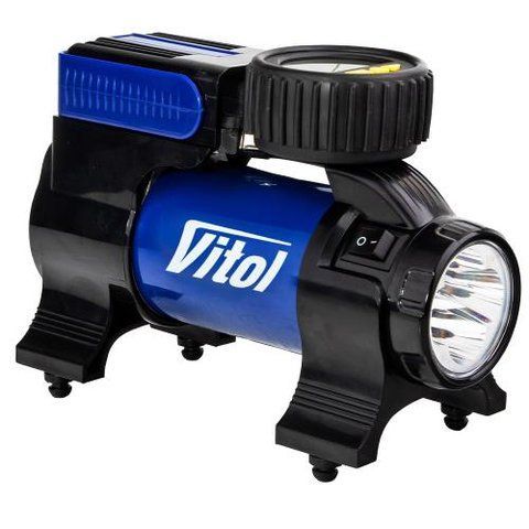 Автомобільний компресор ViTOL K-22 від прикурювача з електронним манометром, 37л/хв, ліхтар, автостоп K-22 фото