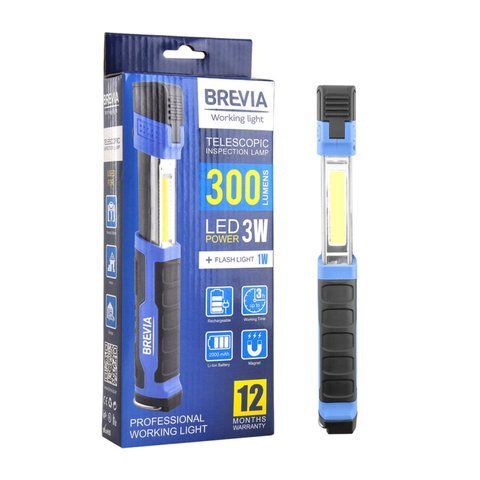 Телескопічна інспекційна лампа Brevia 11350 LED 3 W COB+1W LED 300 lm 2000 mAh, microUSB 11350 фото