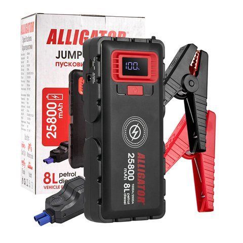 Пусковий пристрій Alligator JS848 Jump Starter 1500A/2500A 25800 mAh зі Smart-клемами та бездротовою зарядкою JS848 фото
