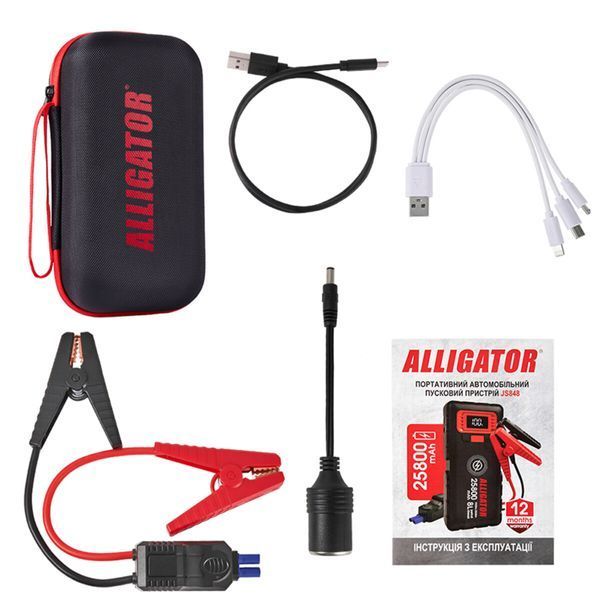 Пусковое устройство Alligator Jump Starter JS848 1500A/2500A 25800mAh со Smart-клемами и беспроводной зарядкой JS848 фото