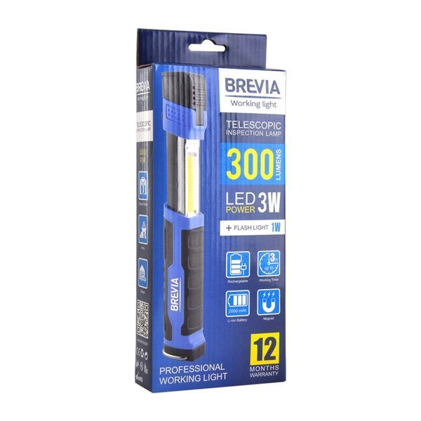 Телескопічна інспекційна лампа Brevia 11350 LED 3 W COB+1W LED 300 lm 2000 mAh, microUSB 11350 фото