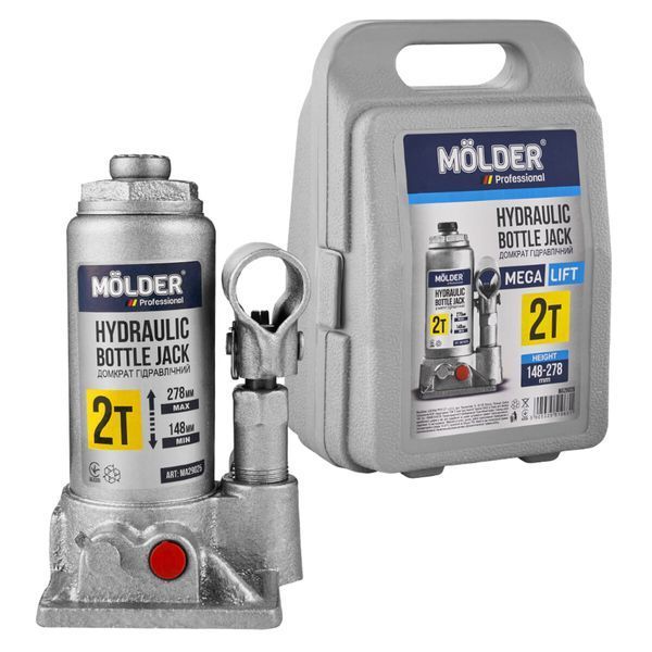 Домкрат гідравлічний пляшковий 2т 148-278мм в кейсі Molder MA29025 MA29025 фото