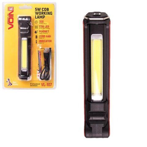 Переносна лампа VOIN VL-107 5W-COB+3W XPE АКБ 2000mAh, магніт, інд. заряда VL-107 фото