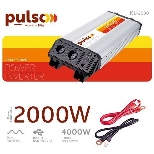 Преобразователь напряжения 12V-220V 2000W Pulso ISU-2000 LCD USB-5VDC2.0A синусоидальная волна ISU-2000 фото
