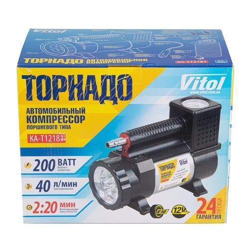 Компресор автомобільний 40 л/хв з ліхтариком Торнадо KA-T12181 KA-T12181 фото