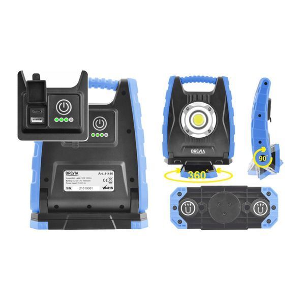 Професійна інспекційна лампа Brevia 11410 LED 10 W COB 1000 lm 4400 mAh Power Bank, type-C 11410 фото