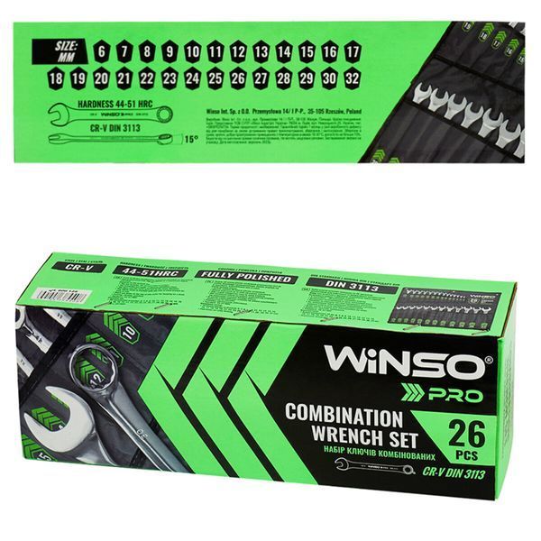 Набір ключів комбінованих 26 шт 6-32 мм Winso 900126 PRO 900126 фото