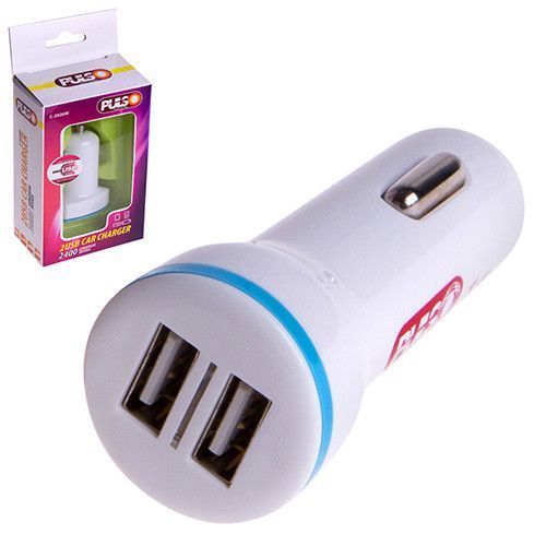 Автомобільний зарядний пристрій 2USB 12-24V 2,1A PULSO C-2023W C-2023W фото
