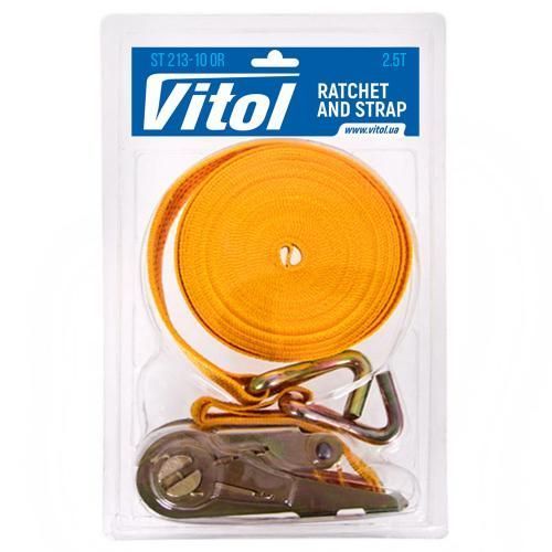 Ремінь стяжний 2.5т 47мм х 10м Vitol ST-213-10 OR ST 213-10 OR фото