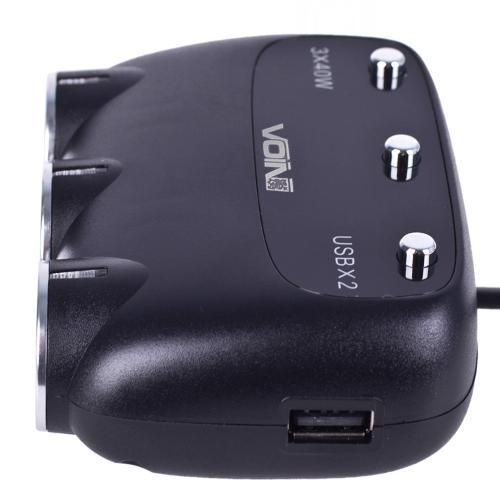Розгалужувач подовжувач прикурювача з вольтметром 3 виходи та USB VOIN SC-3003 SC-3003 фото