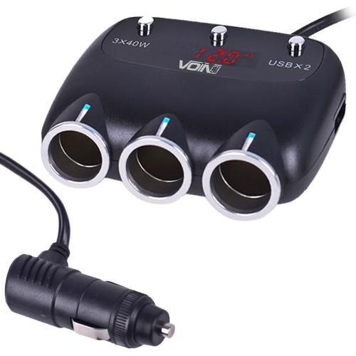 Розгалужувач подовжувач прикурювача з вольтметром 3 виходи та USB VOIN SC-3003 SC-3003 фото