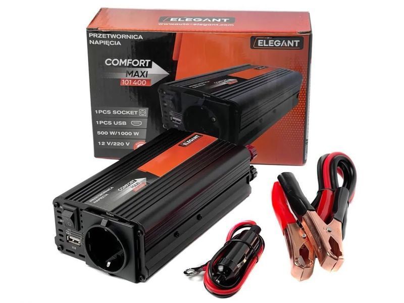 Перетворювач напруги (інвертор) 12V -220V 500W Elegant 101 400 El 101 400 фото Перетворювач напруги (інвертор) 12V -220V 500W Elegant 101 400 El 101 400 фото