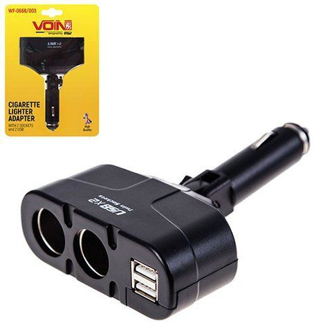 Подовжувач прикурювача 2 виходи та 2USB VOIN WF-0668 WF-0668 фото