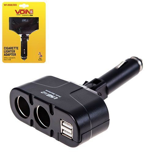 Подовжувач прикурювача 2 виходи та 2USB VOIN WF-0668 WF-0668 фото Подовжувач прикурювача 2 виходи та 2USB VOIN WF-0668 WF-0668 фото