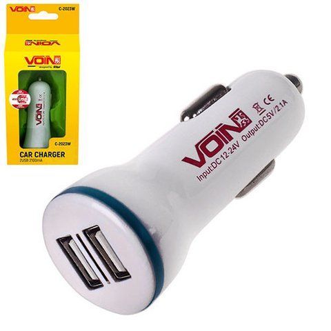 Автомобільний зарядний пристрій 2USB 12-24V 2.1A VOIN C-2023W C-2023W фото