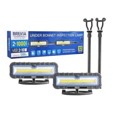 Професійна інспекційна лампа Brevia 11520 LED 120-190 см 2x10W COB 2x1000lm 2x4000mAh Power Bank, type-C 11520 фото