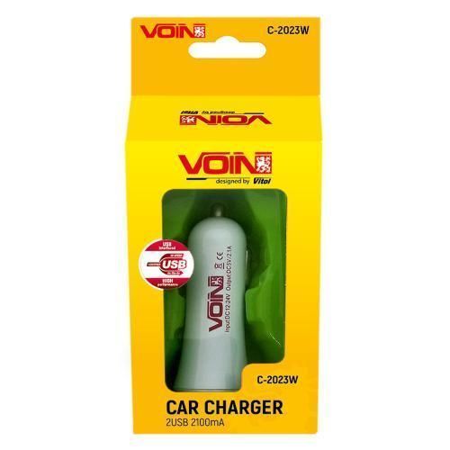 Автомобільний зарядний пристрій 2USB 12-24V 2.1A VOIN C-2023W C-2023W фото