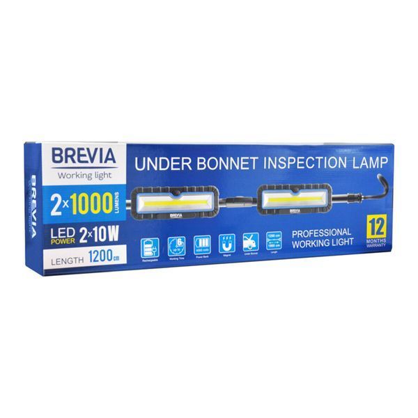 Профессиональная инспекционная лампа Brevia 11520 LED 120-190см 2x10W COB 2x1000lm 2x4000mAh Power Bank, 11520 фото