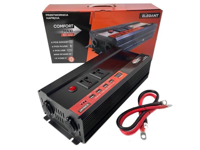 Перетворювач напруги (інвертор) 12V-220V 2000W Elegant 101 402 El 101 402 фото