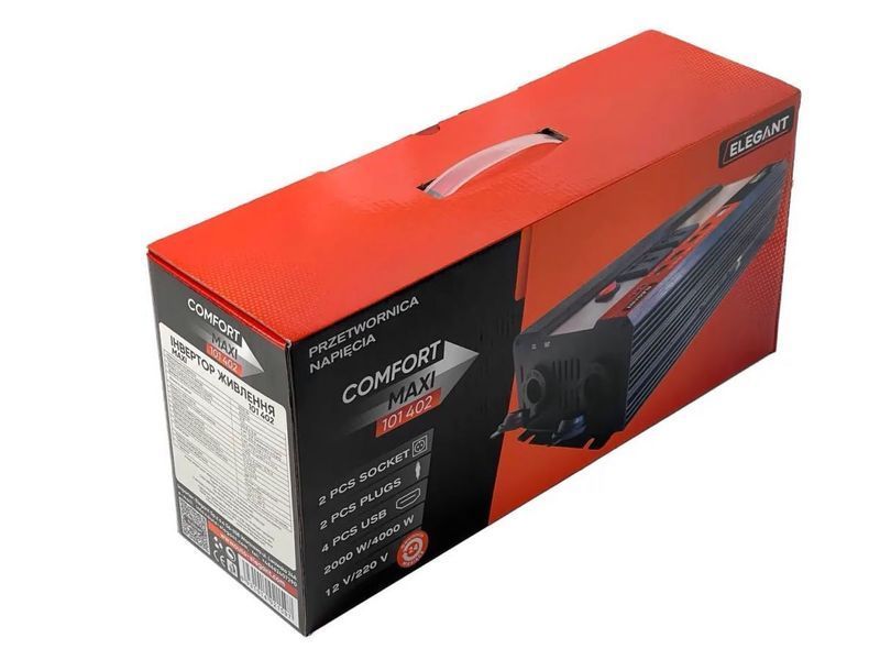 Перетворювач напруги (інвертор) 12V-220V 2000W Elegant 101 402 El 101 402 фото