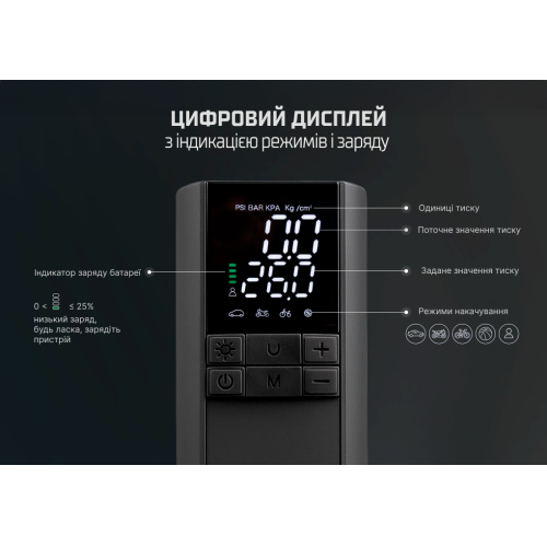 Компрессор автомобильный 3in1 ViTOL K-35 Повербанк 8000mAh, Фонарь K-35 фото