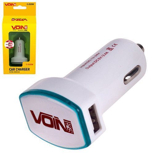 Автомобільний зарядний пристрій 2USB 12-24V 5V 2.4A VOIN C-2026W C-2026W фото