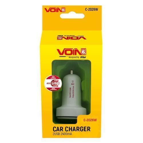Автомобільний зарядний пристрій 2USB 12-24V 5V 2.4A VOIN C-2026W C-2026W фото