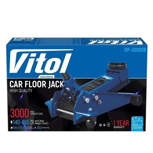 Домкрат гідравлічний підкатний 3т 140-465 мм 28 кг Vitol ДП-300028 ДП-300028 фото