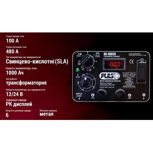 Пуско-зарядний пристрій PULSO BC-40650 12-24V 100A Start-480A цифровий індикатор BC-40650 фото