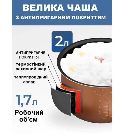Мультиварка, рисоварка автомобільна 2л 12-24в для легкових та вантажних авто 68048 фото