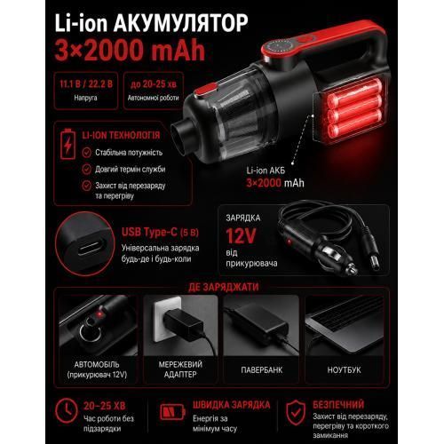 Пылесос автомобильный 120W VOIN V-82CL влажная и сухая чистка, сумка V-82CL фото
