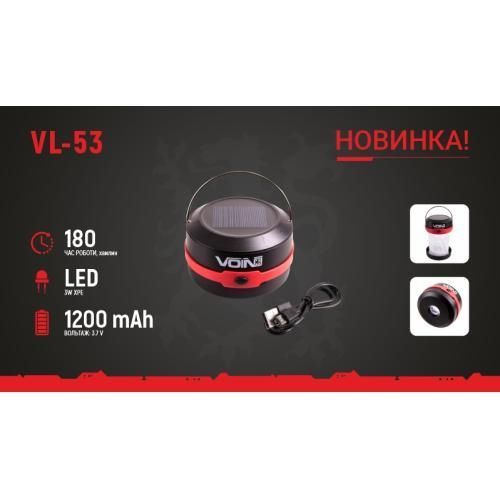 Фонарь для кемпинга VOIN VL-53 Power Bank 1200mAh, солнечная панель VL-53 фото