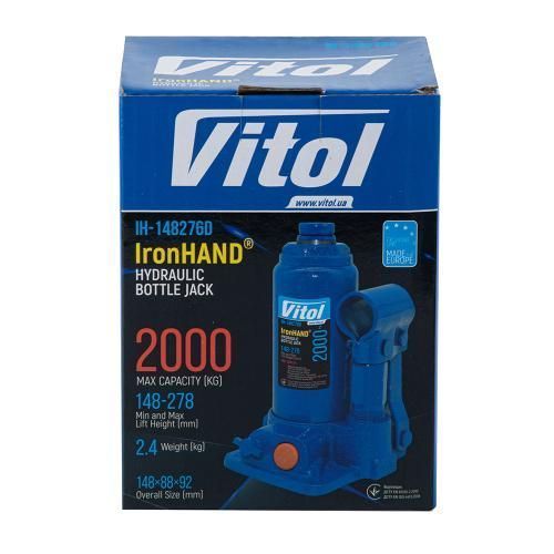 Домкрат гідравлічний телескоп 2т в коробці 148- 276 мм 2,4 кг Vitol IH-148276D IH-148276D фото