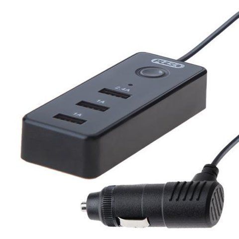 Автомобільний зарядний пристрій 3USB 12-24V 2,4А провід 1м Pulso C-4416 C-4416 фото