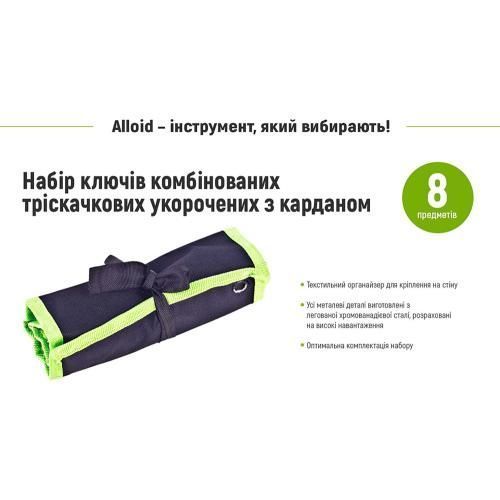 Набір ключів комбінованих, з тріскачковий та карданом 8 предметів , 8-19мм Alloid HK-2081-8K фото