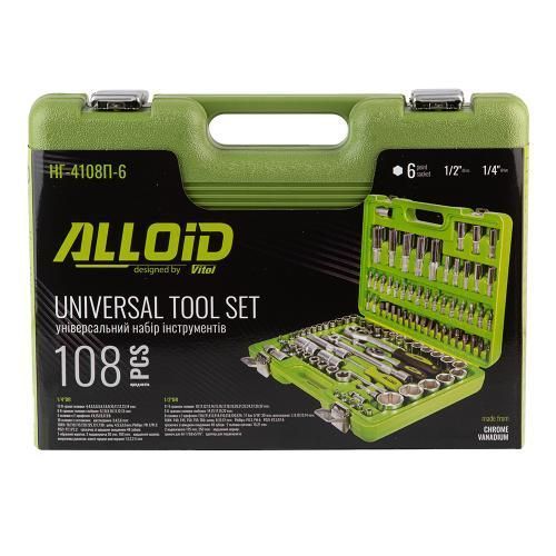 Hабір інструменту 1/2" та 1/4" 6-гр головки 108 предметів Alloid НГ-4108П-6 НГ-4108П-6 фото